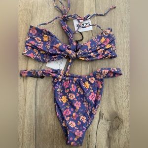 Skatie Purple Floral Bikini with Pink & Orange Blooms